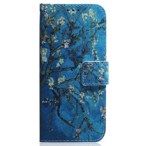 Flip case for Realme C55, Wallet, Cherry blossom, blue
