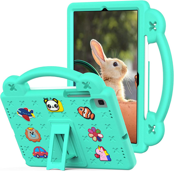Children's case for Samsung Galaxy Tab S6 Lite 10.4 2020/2022 / Tab A7 2020 T500 / T505 / Tab S6 T860/T865, Cute Patterns, with stand, green