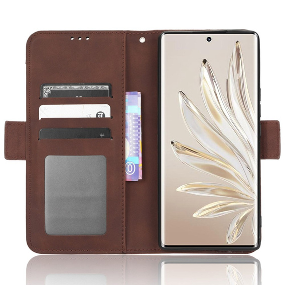 Flip case for Honor 70 5G, Card Slot, brown
