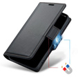 Case for Samsung Galaxy A26, ERBORD Glossy Litchi, wallet with flap, black