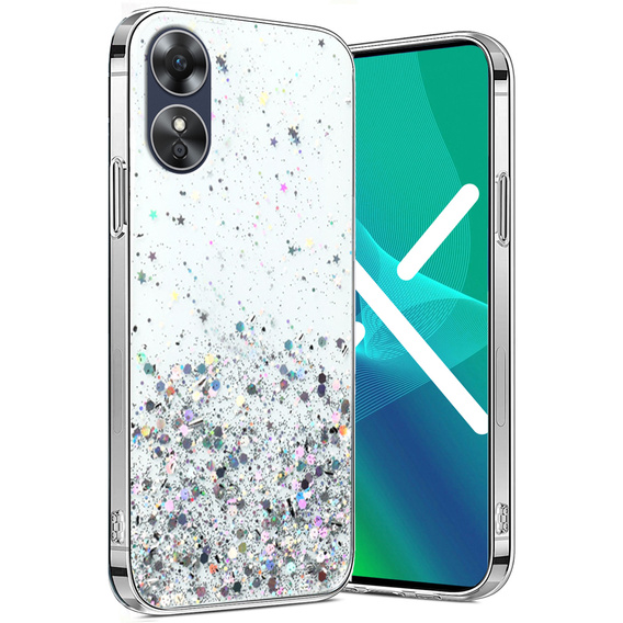 Case for Oppo A17, Glittery, transparent