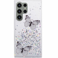 Case for Samsung Galaxy S24 Ultra, Glitter Butterfly, white