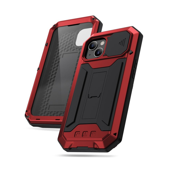 Case for iPhone 13, R-JUST CamShield Slide, armoured, red / black