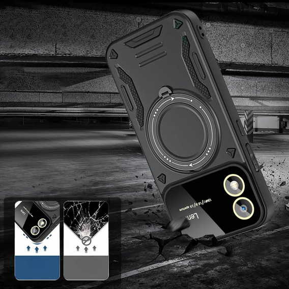 Armored Case for Motorola Moto G24 / G24 Power / G04, Magnetic Ring, black