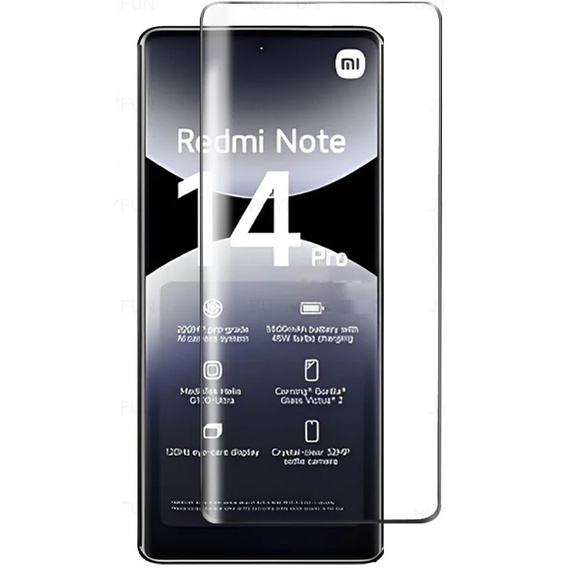 3D Tempered Glass for Xiaomi Redmi Note 14 Pro, black frame
