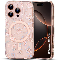 Magnetic case with floral laser pattern for iPhone 16 Pro