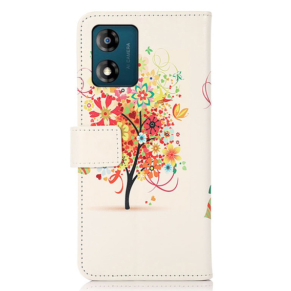 Flip case for Motorola Moto E13, Wallet Tree, red