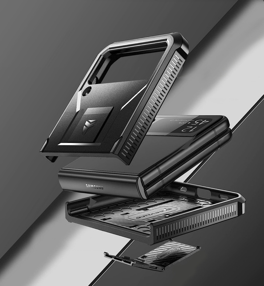 Armored Case for Samsung Galaxy Z Flip 4 5G, Dexnor Clip Holder, black