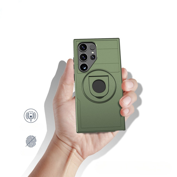 MagSafe case for Samsung Galaxy S24 Ultra, Military Magnet, Hybrid Case, green