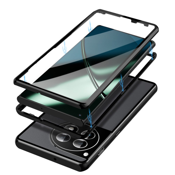 Case for OnePlus 12 5G, Magnetic Dual Glass, black