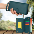 Flip case for Samsung Galaxy S24 Ultra, Wallet Zipper Pocket RFID, with shoulder strap, black