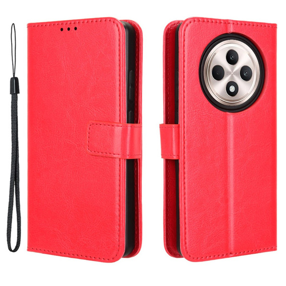 Flip case for Oppo Reno 12FS / 12F, Crazy Horse Wallet, red