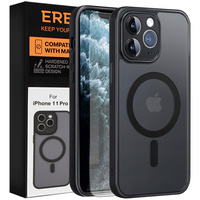 Case for iPhone 11 Pro, for MagSafe, ERBORD Matt Case, black + Screen Glass