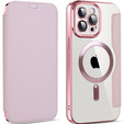Flip case for iPhone 12 Pro Max, RFID Wallet MagSafe CamShield, pink