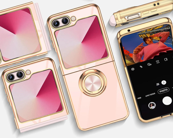 Case for Samsung Galaxy Z Flip7 FE / Z Flip6, Electro Ring, pink
