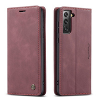 CASEME case for Samsung Galaxy S21 FE, Leather Wallet Case, red