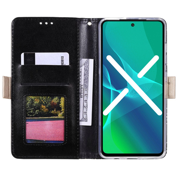 Flip case for Samsung Galaxy A51, Wallet Pocket Zipper Lace, black