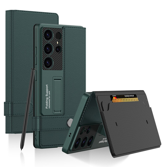 Flip case for Samsung Galaxy S25 Ultra, GKK Card Slot Wallet, green