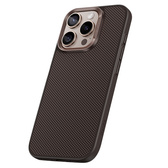 BENKS Kevlar Case for iPhone 16 Pro, for MagSafe, Carbon Fiber, brown