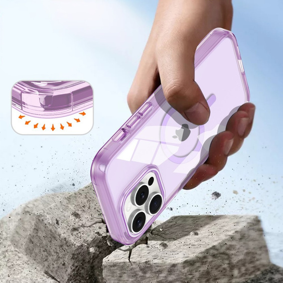 Case for iPhone 16 Pro, Shockproof Hybrid, with screen film, for MagSafe, purple