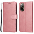 Flip case for Realme C67, Leather Wallet, pink rose gold