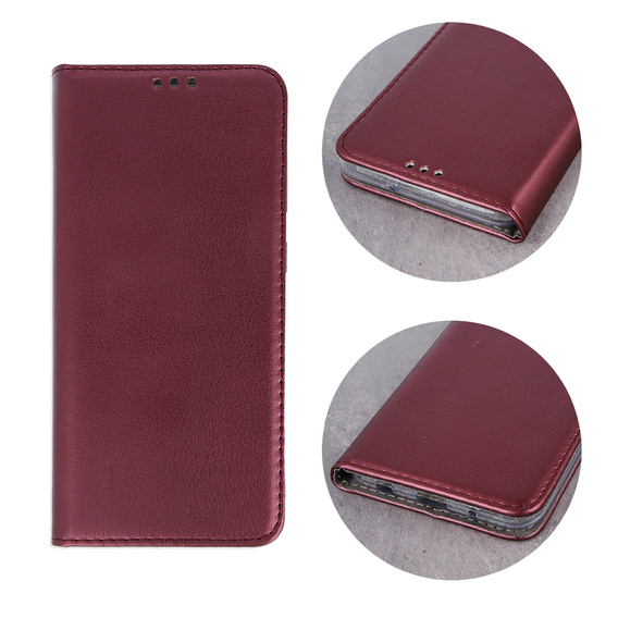 Flip case for Samsung Galaxy A54 5G, Smart Magnetic, maroon + 9H glass