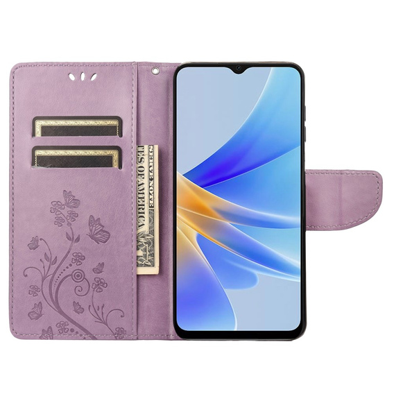Flip case for Oppo A17, Butterfly, purple