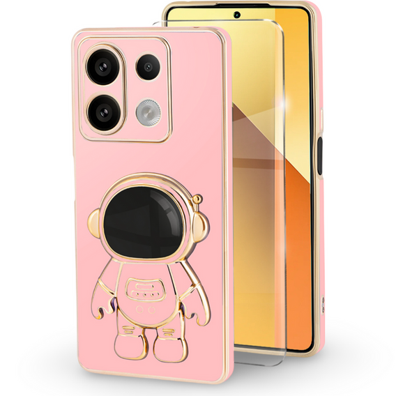 Case for Xiaomi Redmi Note 13 5G, Astronaut, pink + 9H Tempered Glass