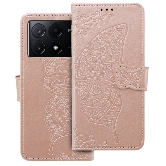Flip case for Xiaomi Poco X6 Pro 5G, Butterfly, purple