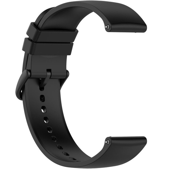 Silicone strap 20mm, Black/Black Buckle