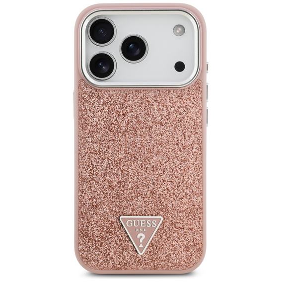 GUESS Glitter Triangle Logo MagSafe Case for iPhone 17 Pro Max