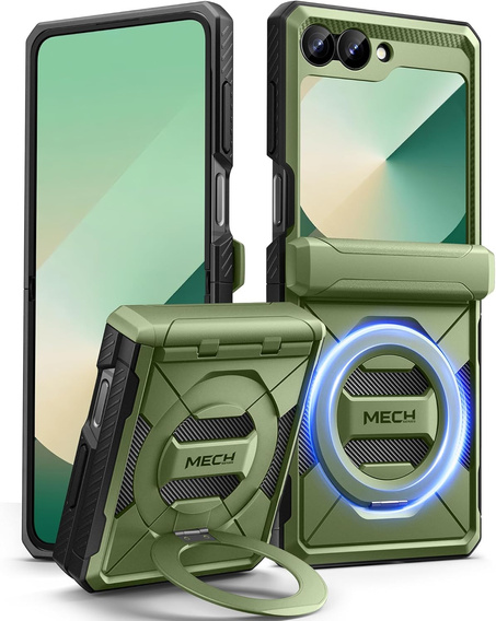 Tongate MECH case with MagSafe for Samsung Galaxy Z Flip7 FE / Z Flip6, green