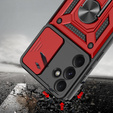 Armored Case for Samsung Galaxy A36, CamShield Slide, red + Tempered Glass 9H