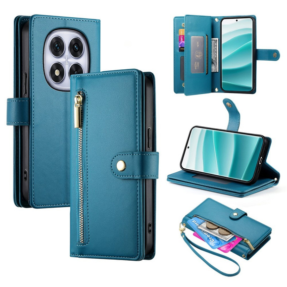 Flip case for Xiaomi Redmi Note 14 Pro 5G / Poco X7 5G, Wallet Zipper Pocket, blue