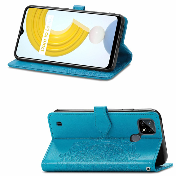 Flip case for Realme C21Y / C25Y, Mandala, blue