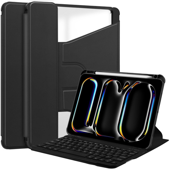 Keyboard case for iPad Pro 11" 2024 (5 gen.), Rotary 360° Leather, black