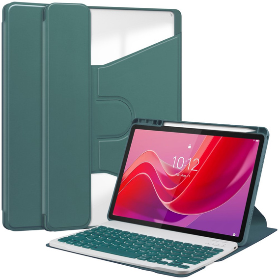Keyboard case for Lenovo Tab M11, Rotary 360° Leather, dark green