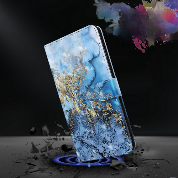 Flip case for Oppo A17, Wallet, Marble blue
