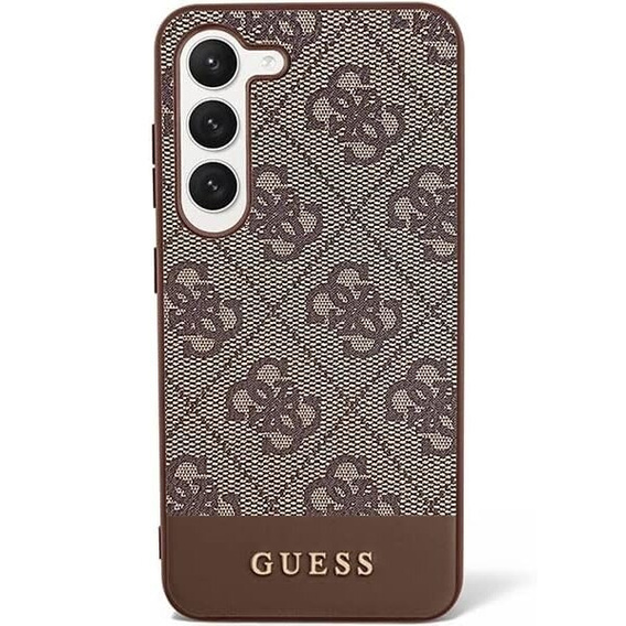 GUESS Case for Samsung Galaxy S24+ Plus, 4G Bottom Stripe, brown