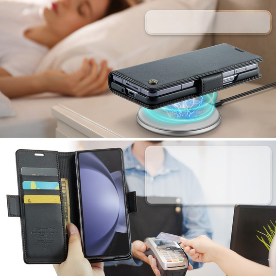 CASEME flip case for Samsung Galaxy Z Fold6 5G, Litchi Wallet, black
