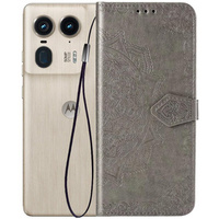 Flip case for Motorola Edge 50 Ultra, Mandala, grey