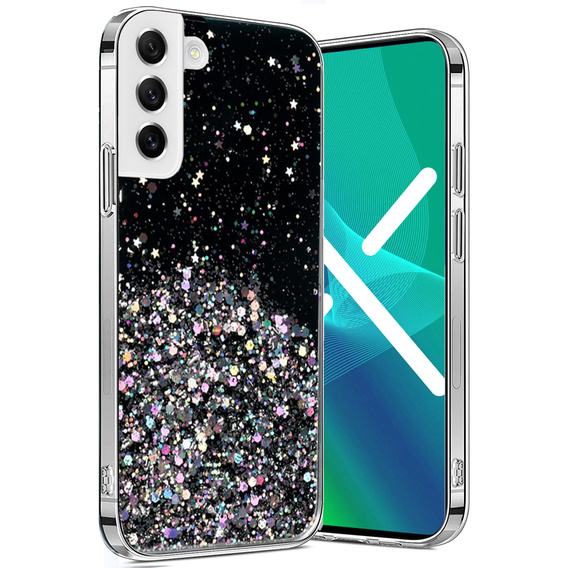 Case for Samsung Galaxy S22+ Plus 5G, Glittery, black