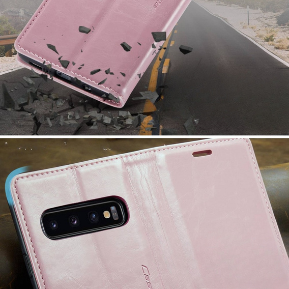 CASEME flip case for Samsung Galaxy S10+ Plus, Waxy Textupink, pink