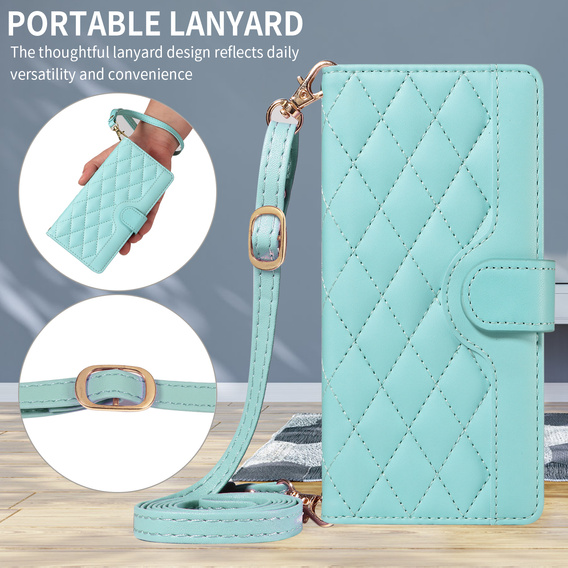 Rhombus Crossbody Leather Flip Case for Motorola Edge 70