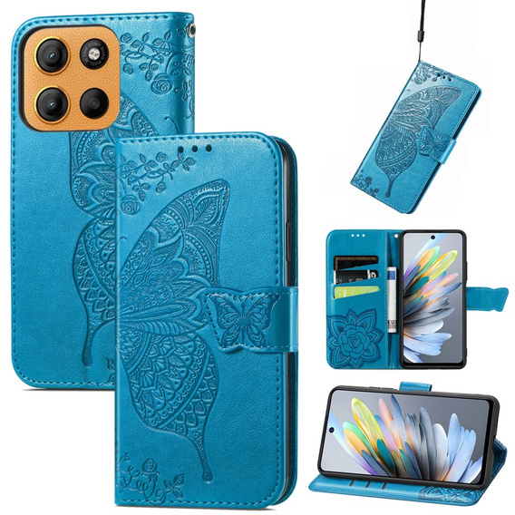 Flip case for Motorola Moto G15 / Motorola Moto G15 Power, Butterfly, blue
