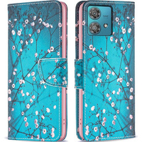 Flip case for Motorola Edge 40 Neo, Wallet, sakura, blue