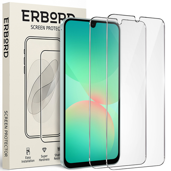2x Tempered Glass ERBORD 9H Hard Glass for phone screen for Samsung Galaxy A26 5G