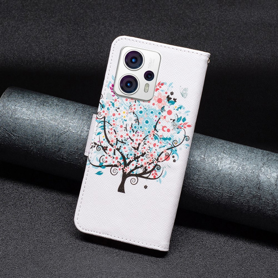Flip case for Motorola Moto G53 5G / G23 / G13, Wallet, colorful tree, white