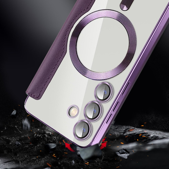 Flip case for Samsung Galaxy S24+ Plus, RFID Wallet MagSafe CamShield, purple