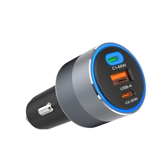 Forcell F-Energy Alu 85 W car charger, 2 × USB-C + USB-A, PD / QC 4.0 / SFC 2.0